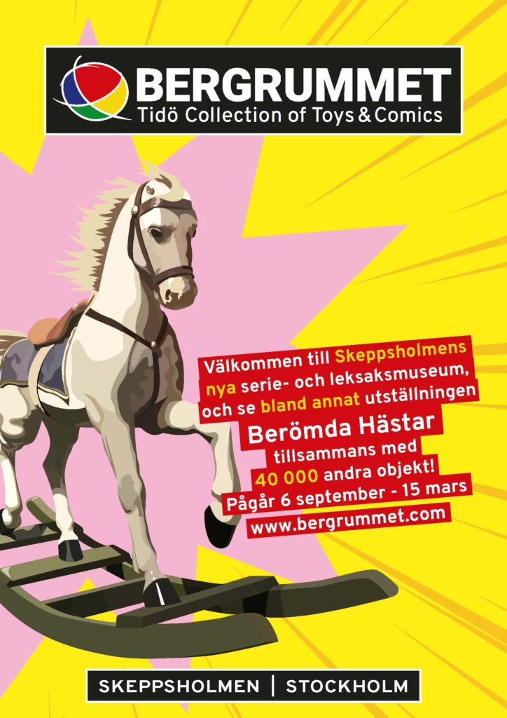 Reklam för Tidö Collection of Toys and Comics hos Stockholm Toy Museum på Skeppsholmen